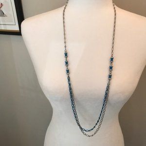 Lia Sophia - Blue & Silver Cut Crystal Necklace